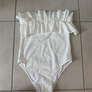 White Ruffled One-Piece Swimsuit